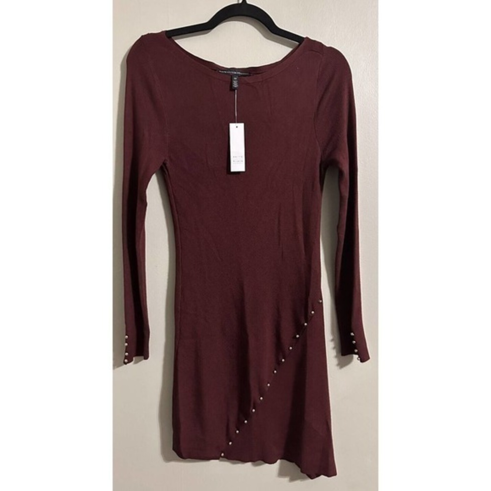 White House Black Market Button Detail Tunic Dark‎ Burgundy Size XS #972